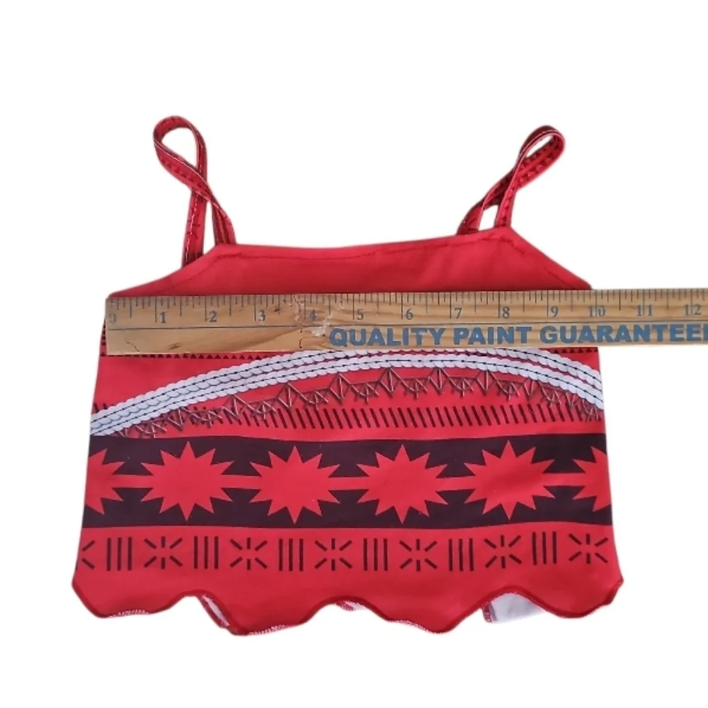 Disney Moana Girls 2PC Outfit Crop Top Skirt Costume Polynesian Size 3T 4T